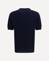 Cotton and linen knit T-Shirt - BLUE | Base Blu