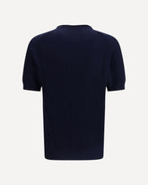 Cotton and linen knit T-Shirt - BLUE | Base Blu