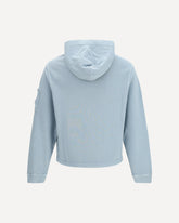 Cotton diagonal fleece zip hooded Sweatshirt - BLUE | Base Blu