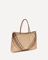 Handwoven leather Tote Bag - BEIGE | Base Blu