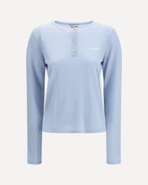 Cashmere Henley T-shirt - LIGHT BLUE | Base Blu