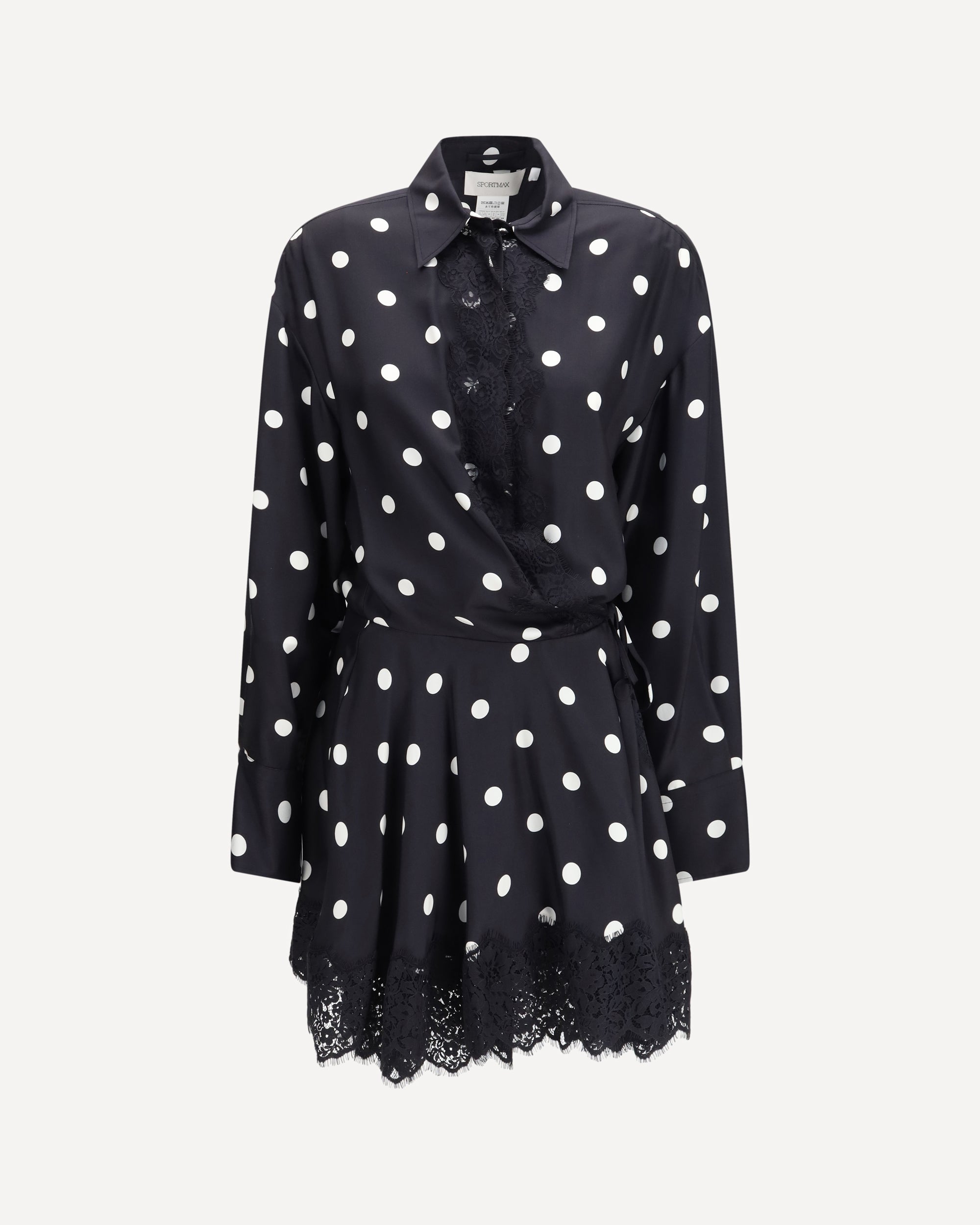 MAX MARA SPORTMAX Polka dot lace Dress with drawstring BLACK | Base Blu MAX MARA SPORTMAX Polka dot lace Dress with drawstring BLACK | Base Blu
