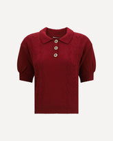 Merino wool Polo Shirt with buttons - BORDEAUX | Base Blu