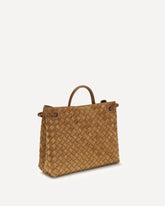 Borsa tote media in camoscio con motivo Intrecciato  - BEIGE | Base Blu