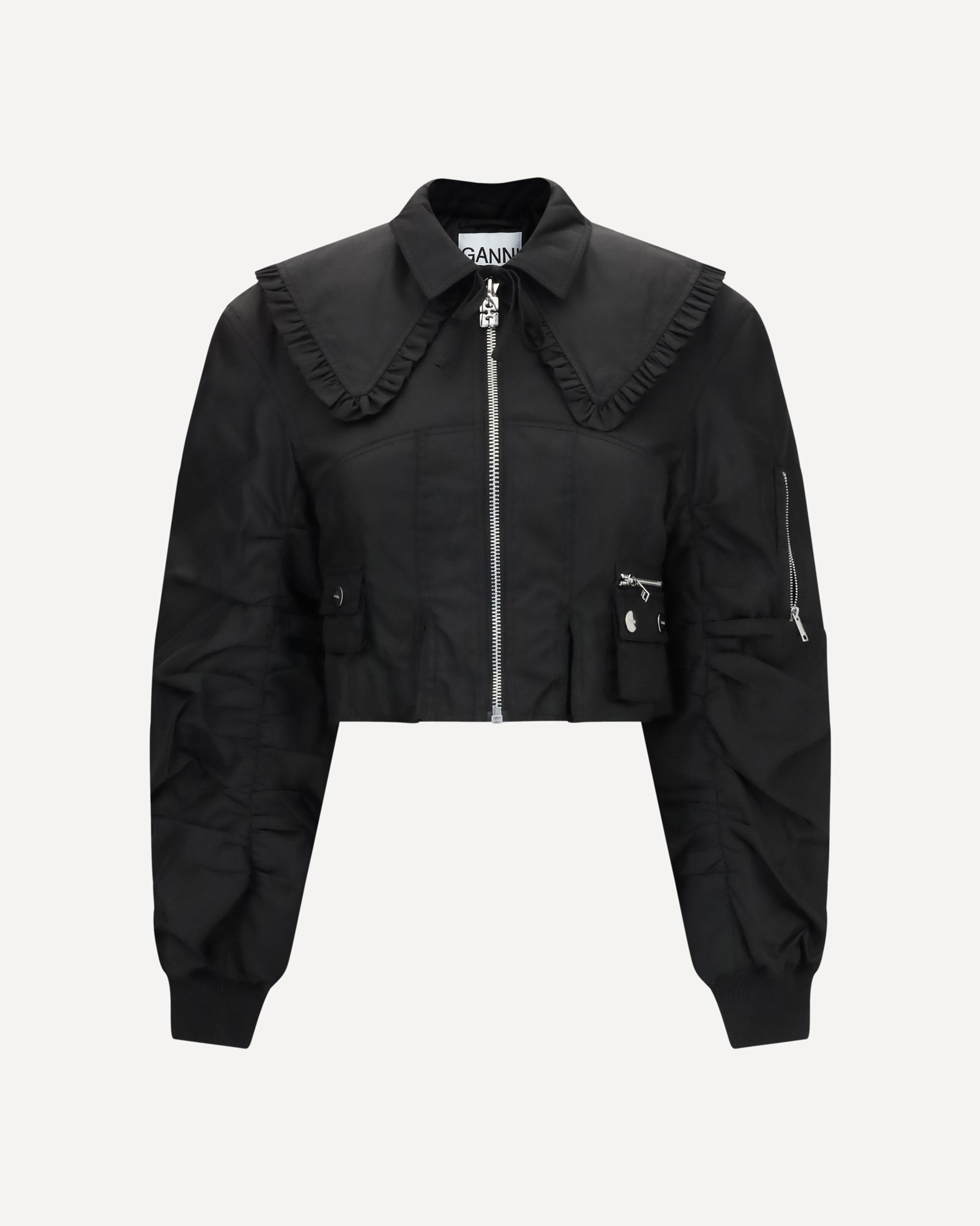 GANNI Duchesse bomber Jacket BLACK | Base Blu
