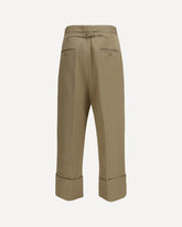 Cotton gabardine Pants with double pleats - BEIGE | Base Blu