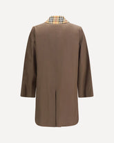 Tottenham cotton gabardine Coat with Check collar - BROWN | Base Blu