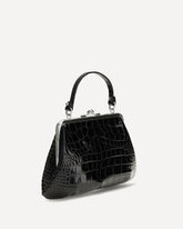 Granny Frame crocodile effect Handbag - BLACK | Base Blu