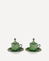 Servizio da Caffè per due persone Collezione Oriente Italiano - VERDE | Base Blu