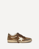 Ballstar Sneakers with leopard-print pony insert - BROWN | Base Blu