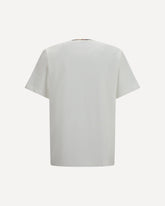 Cotton T-shirt with Check Trims - WHITE | Base Blu