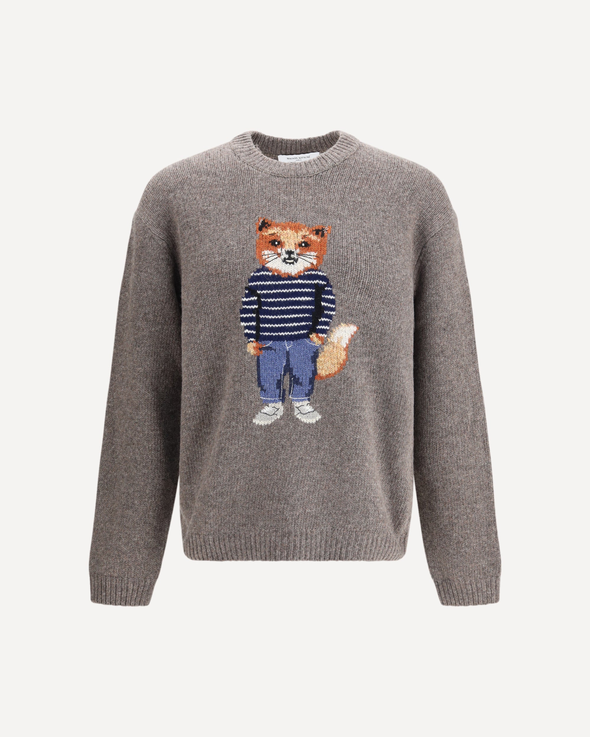 MAISON KITSUNE ウールニット グレー 刺繍 XS MAISON KITSUNE（メゾン キツネ） セーター BABY FOX ベイビー