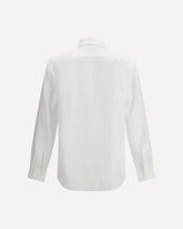 Camicia in lino con logo Pegaso ricamato - BIANCO | Base Blu