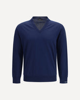 Cotton V-neck Sweater - BLUE | Base Blu