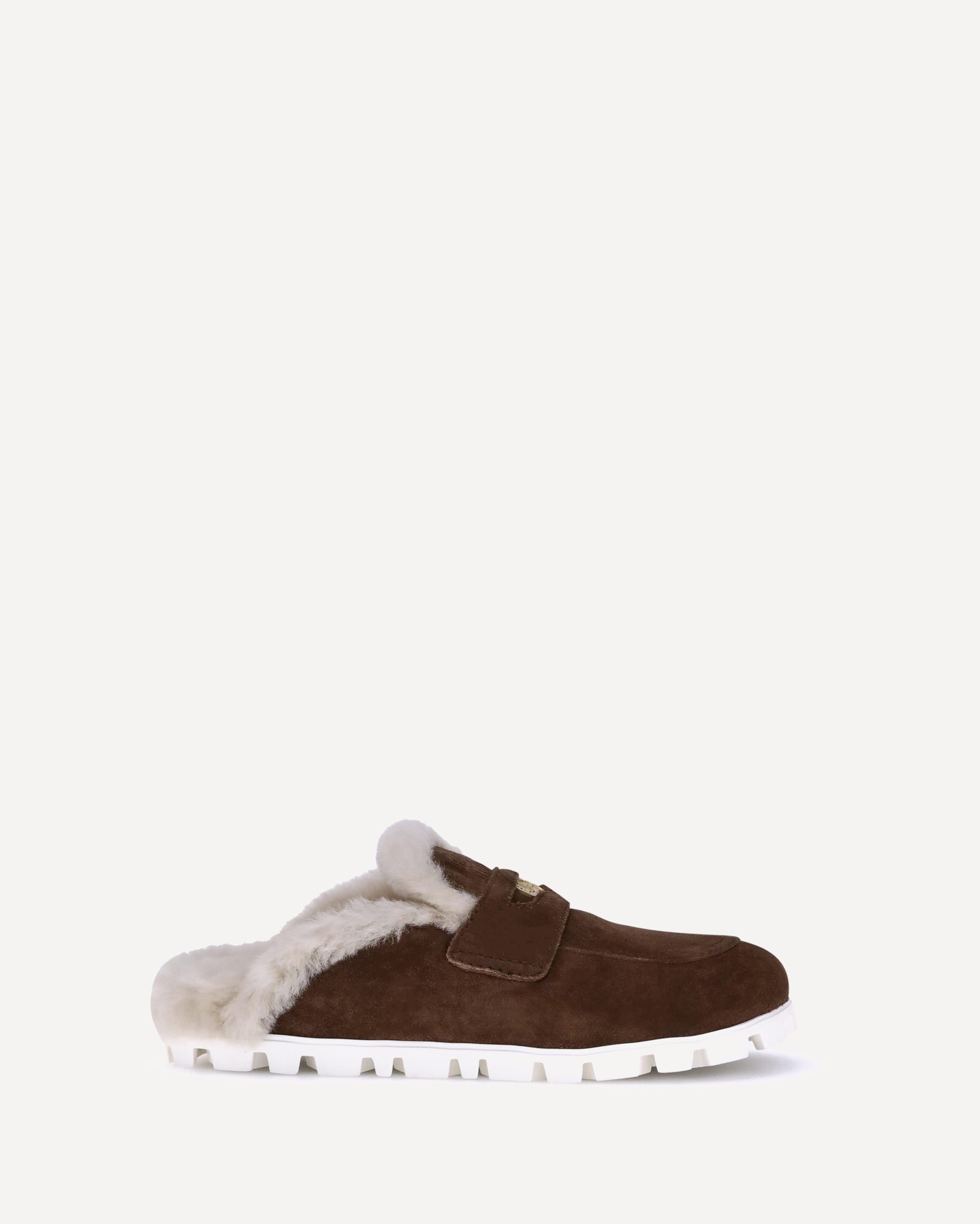 MIU MIU Shearling Mules BROWN | Base Blu