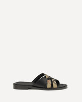 Drift leather and Check Sandals - BLACK | Base Blu