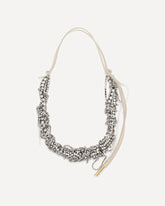 Necklace decorated with rhinestones and adjustable lace - SILVER | Base Blu