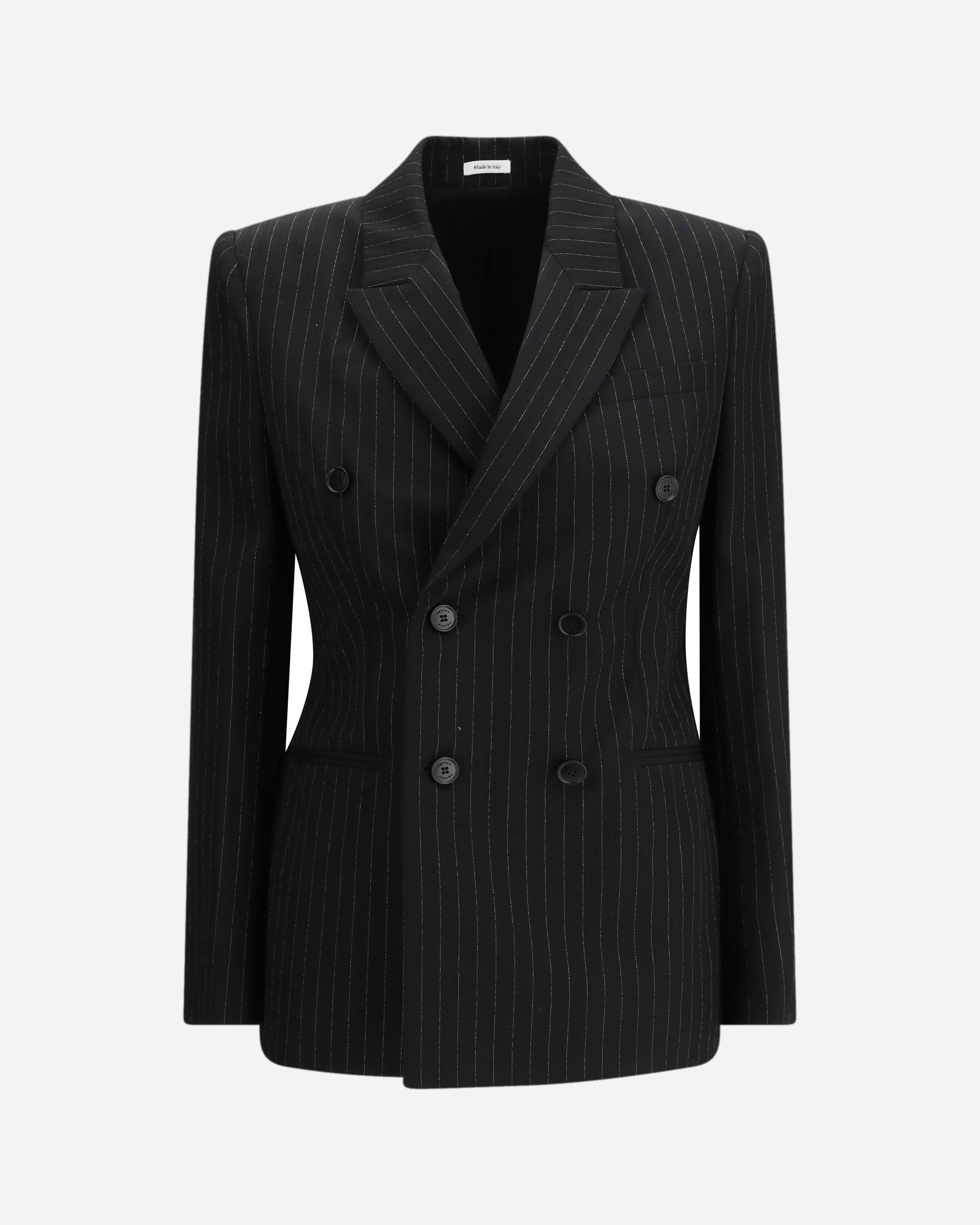ALEXANDER McQUEEN Pinstriped double-breasted Jacket BLACK | Base Blu