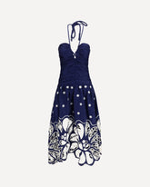 Richelieu embroidered midi Dress - BLUE | Base Blu