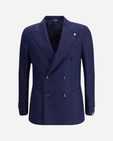 Double-Breasted Jacket in Virgin Wool - BLUE | Base Blu