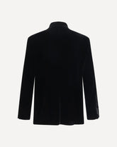 Blazer One Shot in stretch viscose and cupro velvet - BLACK | Base Blu