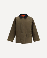 Parka imbottito con collo in velluto a coste - VERDE | Base Blu