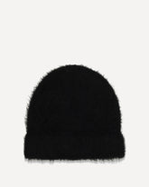 Fuzzy alpaca-blend Beanie - BLACK | Base Blu