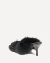 Fur-trimmed mules Sandals - BLACK | Base Blu