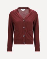 V-Neck merino wool Cardigan - BORDEAUX | Base Blu