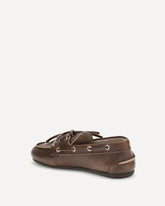 Mocassini da barca sfoderati in pelle decolorata - MARRONE | Base Blu