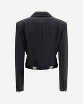 Giacca doppiopetto Sicilia in gabardina di lana - NERO | Base Blu