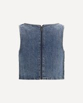 Rhinestone denim crop Top - BLUE | Base Blu