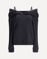 Felpa in cotone con spalle a vista - NERO | Base Blu