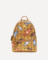 Zaino in pelle con Robot all-over - BEIGE | Base Blu
