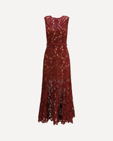 Guipure lace midi Dress - BORDEAUX | Base Blu