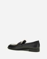 Opal leather and Check Loafers - BLACK | Base Blu