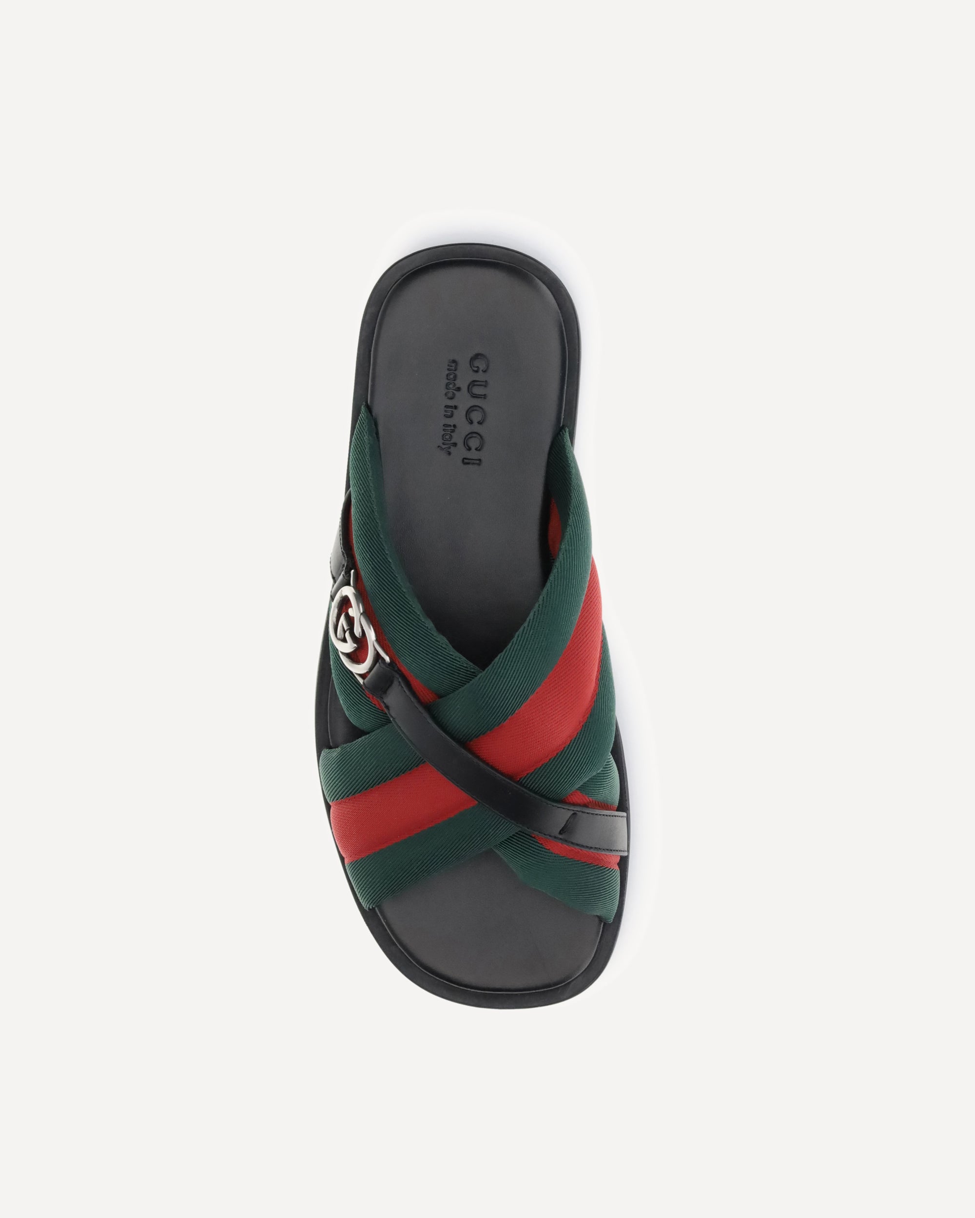 GUCCI Sandali con nastro Web e Incrocio GG NERO Base Blu