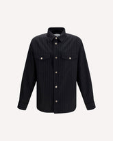 Greca Monogram jacquard wool Shirt - BLACK | Base Blu