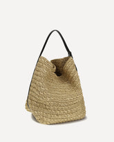 Paper raffia Tote Shoulder Bag - BEIGE | Base Blu