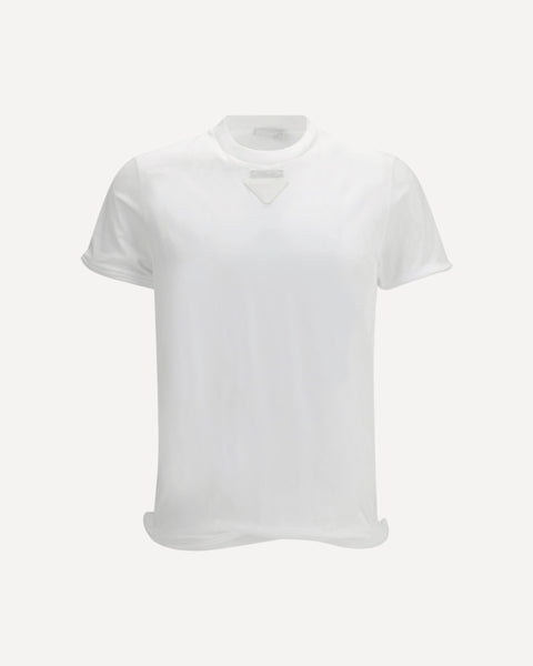 PRADA Mouldable cotton T-shirt WHITE | Base Blu