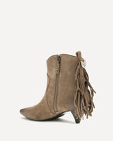 Suede leather Didi ankle Boots with fringes - BEIGE | Base Blu