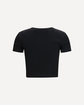Cropped ribbed cotton T-shirt - BLACK | Base Blu