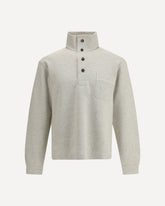 Cotton Sweatshirt with a partial front button closure - BEIGE | Base Blu