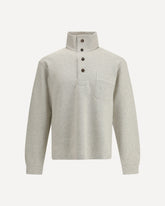 Felpa in cotone con chiusura frontale parziale  - BEIGE | Base Blu