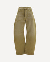 Wide-leg Jeans with back belt - BROWN | Base Blu