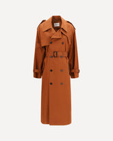Belted double-breasted Coat - BROWN | Base Blu