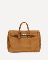 Borsa da Viaggio in pelle con logo - MARRONE | Base Blu