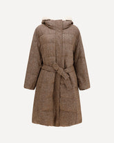 Long padded Coat with belt - BROWN | Base Blu