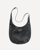 Borsa a Spalla Hoboho con motivo chevron - NERO | Base Blu