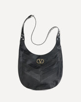 Borsa a Spalla Hoboho con motivo chevron - NERO | Base Blu